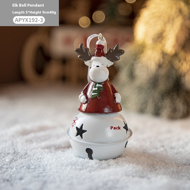 HKM-137747 Nordic Painted Iron Bell Pendant - Santa Claus, Snowman, and Elk Designs