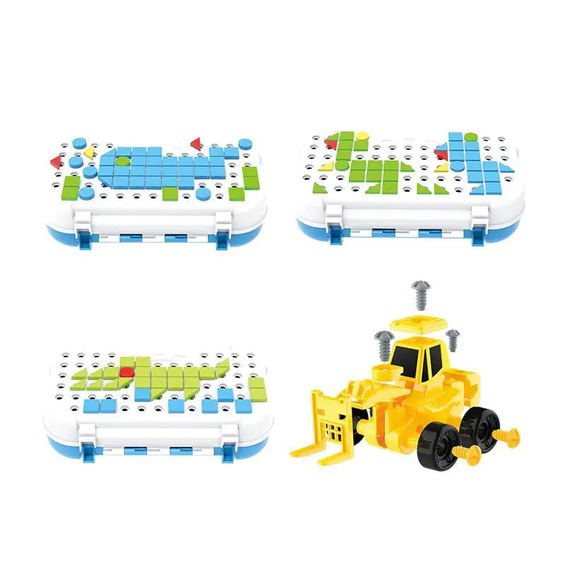 KTX-137875 Creative Building Block Car Set for Children - Multi-Shape Splicing Educational Toys, Ages 3+