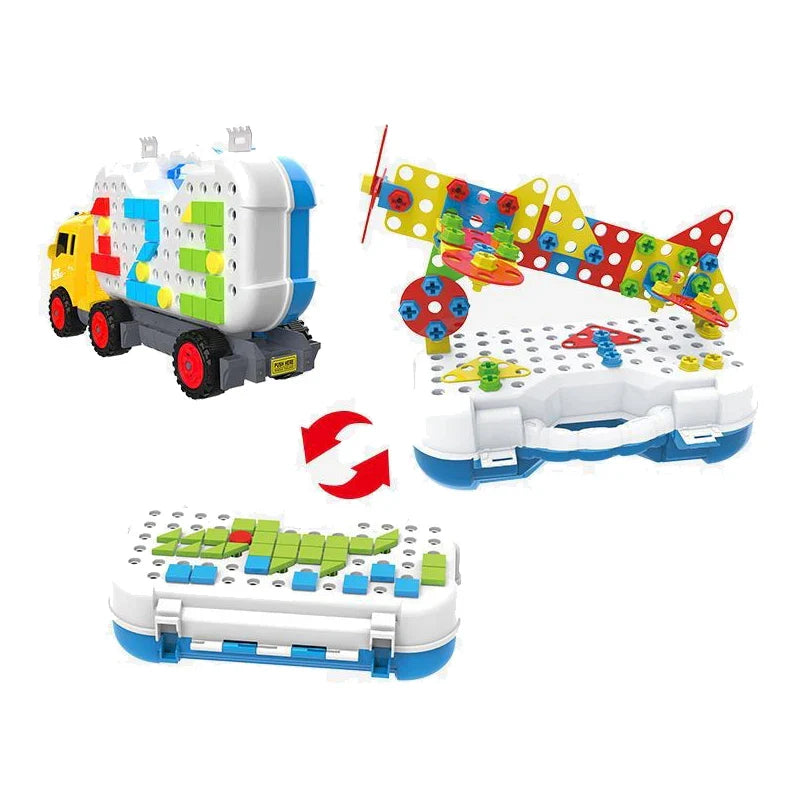 KTX-137875 Creative Building Block Car Set for Children - Multi-Shape Splicing Educational Toys, Ages 3+