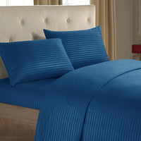 HKM-137939 Imitation Satin Striped Bedding Set - Four-Piece Home Textile Collection in Multiple Colors
