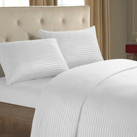 HKM-137939 Imitation Satin Striped Bedding Set - Four-Piece Home Textile Collection in Multiple Colors