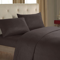 HKM-137939 Imitation Satin Striped Bedding Set - Four-Piece Home Textile Collection in Multiple Colors