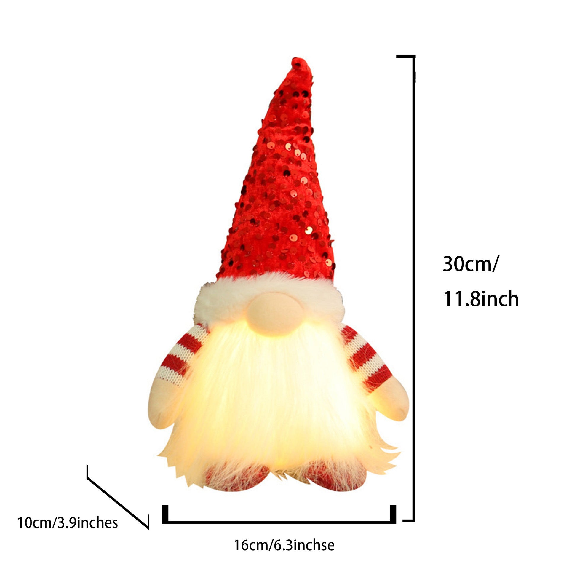HKM-138067 Princess Doll Christmas Decoration with Lights and Sequined Hats - 30x16x10cm