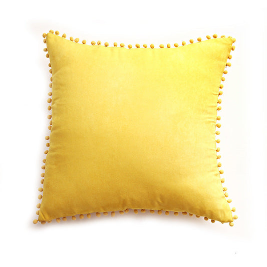 KTX-138451 Fur Ball Lace Suede Cushion in Various Colors - Dual-Purpose Soft Pillow for Home Décor