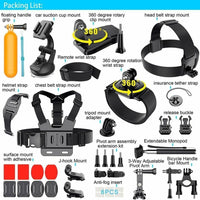 HKM-138515 Universal Sports Camera Accessory Kit with Chest Strap, Head Mount, Helmet Mount, and more