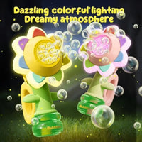 HKM-138579 Colorful Electric Flower Bubble Maker with Seven Dancing Colors for Ages 5 and Up