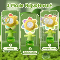HKM-138579 Colorful Electric Flower Bubble Maker with Seven Dancing Colors for Ages 5 and Up