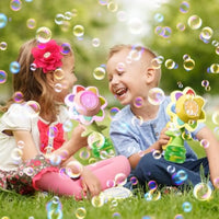 HKM-138579 Colorful Electric Flower Bubble Maker with Seven Dancing Colors for Ages 5 and Up