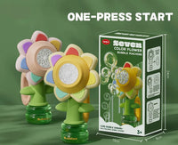 HKM-138579 Colorful Electric Flower Bubble Maker with Seven Dancing Colors for Ages 5 and Up