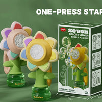 HKM-138579 Colorful Electric Flower Bubble Maker with Seven Dancing Colors for Ages 5 and Up