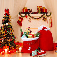 HKM-138579 Red Plush Santa Claus Large Holiday Gift Backpack Bag, 50x100cm