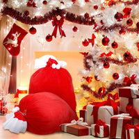HKM-138579 Red Plush Santa Claus Large Holiday Gift Backpack Bag, 50x100cm