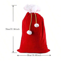 HKM-138579 Red Plush Santa Claus Large Holiday Gift Backpack Bag, 50x100cm