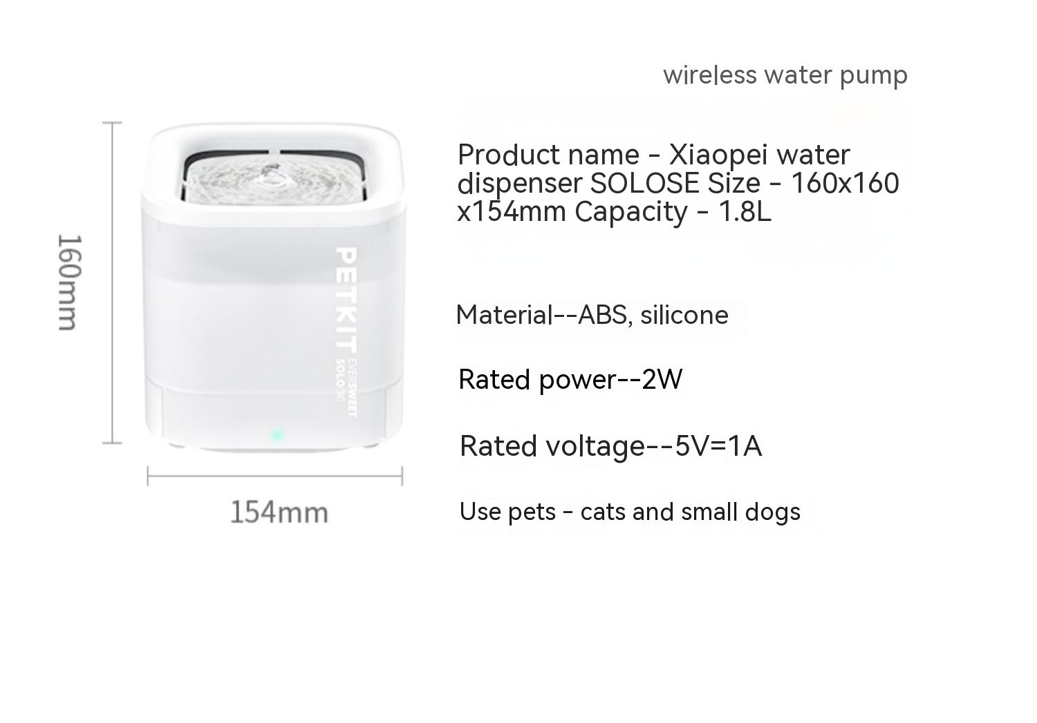 HKM-138643 Wireless Pet Water Dispenser with 5 Replacement Filters for Dogs and Cats