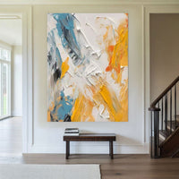 HKM-138707 Hand-Painted Abstract Oil Painting on Canvas - Vertical Modern Wall Art for Living Room and Home Decor