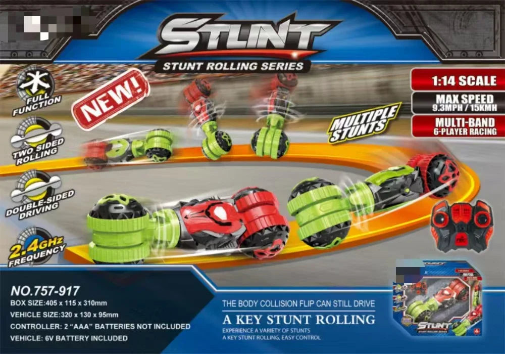 HKM-138771 2.4G 1/14 High-Speed Double-Sided Remote Control Stunt Car with 360-Degree Rotation for Indoor and Outdoor Fun