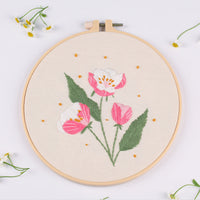 HKM-138771 European Style Floral Cross Stitch DIY Embroidery Kit - Various Designs, 30x30CM Canvas