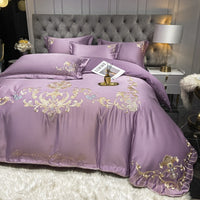 HKM-138771 Luxury Satin Wedding Four Piece Bed Set with Essential Oil Fragrance, Available in Multiple Baroque Colors