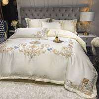 HKM-138771 Luxury Satin Wedding Four Piece Bed Set with Essential Oil Fragrance, Available in Multiple Baroque Colors