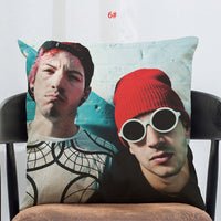 HKM-138835 Linen-Cotton Blend Printed Cushion Cover 45x45 cm with Invisible Zipper