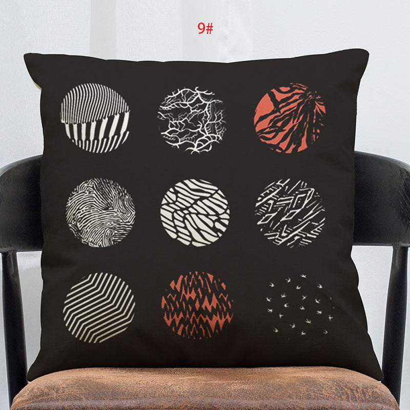 HKM-138835 Linen-Cotton Blend Printed Cushion Cover 45x45 cm with Invisible Zipper