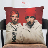 HKM-138835 Linen-Cotton Blend Printed Cushion Cover 45x45 cm with Invisible Zipper