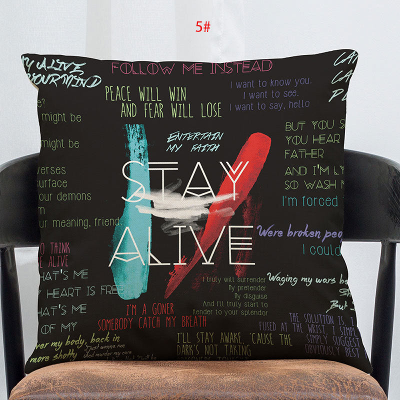 HKM-138835 Linen-Cotton Blend Printed Cushion Cover 45x45 cm with Invisible Zipper