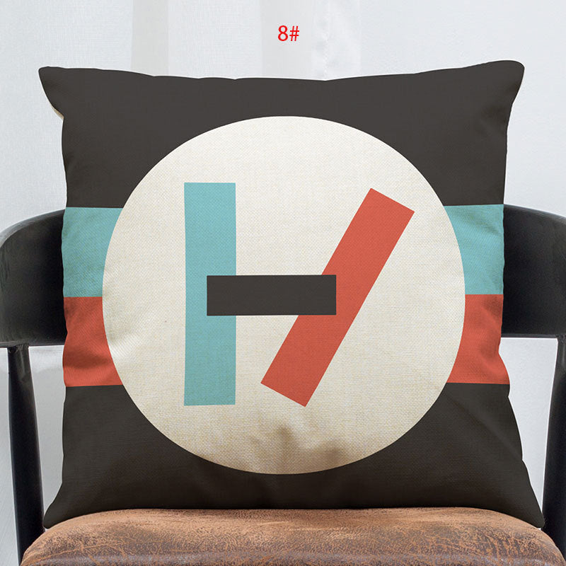 HKM-138835 Linen-Cotton Blend Printed Cushion Cover 45x45 cm with Invisible Zipper