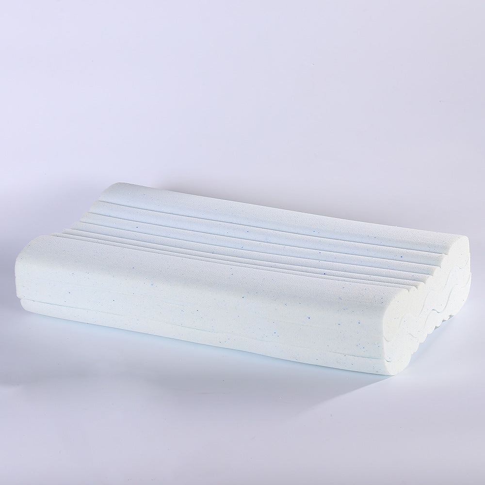 HKM-138899 Adjustable Wave-Shaped Memory Foam Pillow - Knitted Fabric Cover