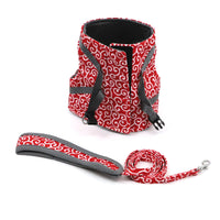 HKM-138963 Dog and Cat Vest with Traction Belt – Adjustable Canvas and Mesh Harness in Blue, Red, Green