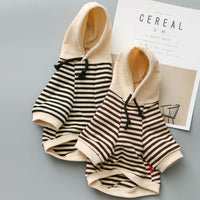 HKM-139027 Dog Terry Sweater for Parents and Pets in Striped Khaki and Black