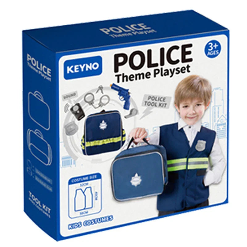 HKM-139027 Police Role Play Set for Kids with Uniform, Walkie-talkie, Handcuffs, and Whistle