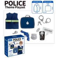HKM-139027 Police Role Play Set for Kids with Uniform, Walkie-talkie, Handcuffs, and Whistle