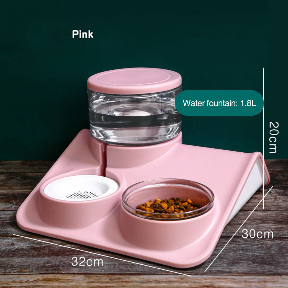 HKM-139283 Automatic 1.8L Pet Water and Food Feeder with Non-Slip Base and Filter System