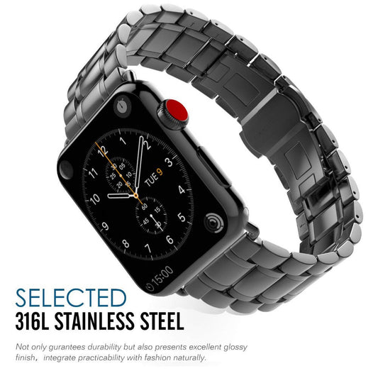 HKM-139283 Stylish Stainless Steel Butterfly Buckle Watch Strap for IWatch Models
