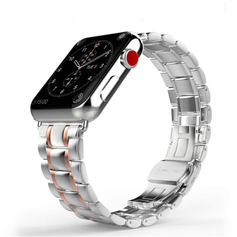 HKM-139283 Stylish Stainless Steel Butterfly Buckle Watch Strap for IWatch Models