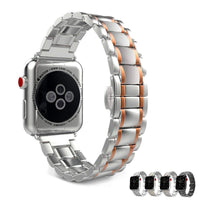 HKM-139283 Stylish Stainless Steel Butterfly Buckle Watch Strap for IWatch Models