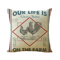 HKM-139475 Linen Cartoon Print Pillow Cover for European Classical Decor