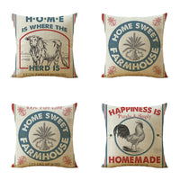HKM-139475 Linen Cartoon Print Pillow Cover for European Classical Decor