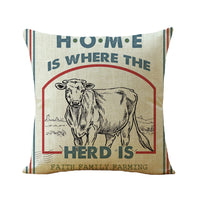 HKM-139475 Linen Cartoon Print Pillow Cover for European Classical Decor