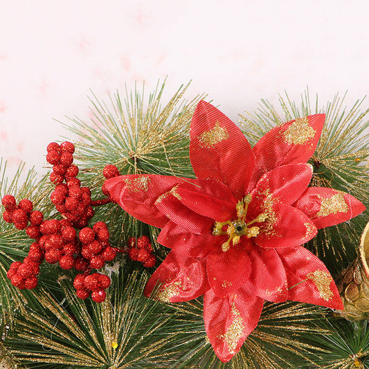 HKM-139539 Natural Pine Christmas Wreath with Pine Cones and Berries, Festive Decorative Garland for Home and Garden