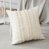 HKM-139603 Handmade Cotton Flower Pillowcase - 45x45cm Pure Color Design