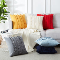 HKM-139603 Handmade Cotton Flower Pillowcase - 45x45cm Pure Color Design