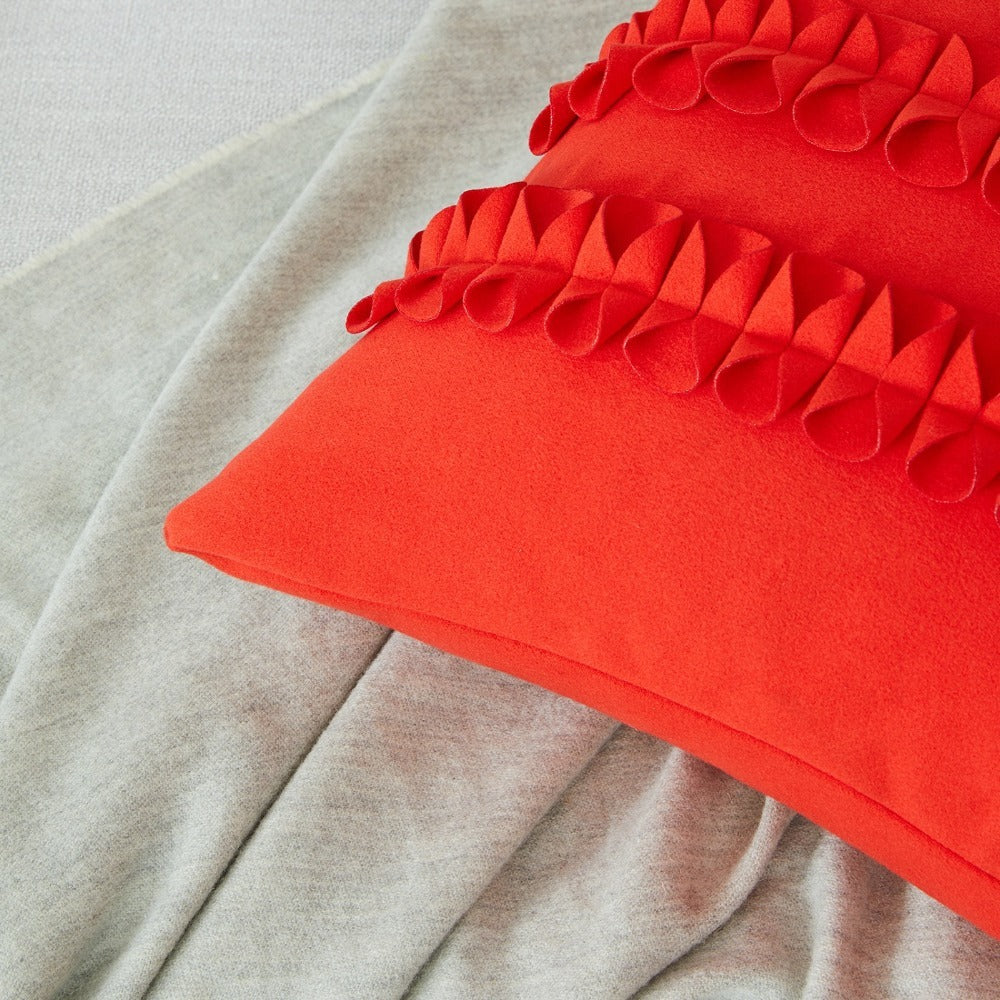 KTX-139603 Handmade Cotton Flower Pillowcase - 45x45cm Pure Color Design