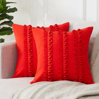 HKM-139603 Handmade Cotton Flower Pillowcase - 45x45cm Pure Color Design