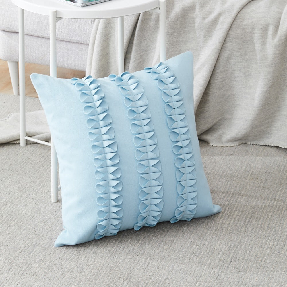 KTX-139603 Handmade Cotton Flower Pillowcase - 45x45cm Pure Color Design