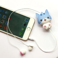 HKM-139667 Retractable 3.5-inch Telescopic Earphones with Floral Cat Design