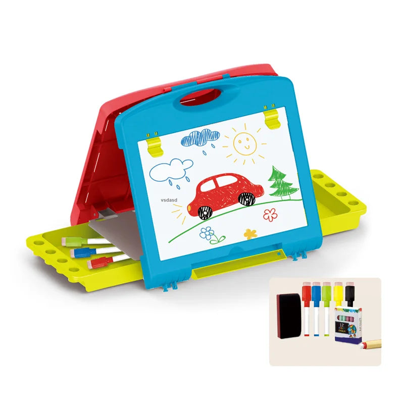 HKM-139731 Educational Double Face Drawing Writing Board Toy for Kids Ages 5-7, Plastic, EN71 Certified, Color Box Packaging