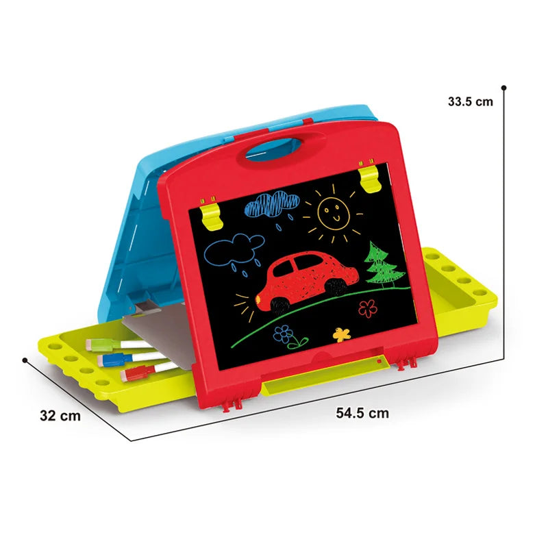 HKM-139731 Educational Double Face Drawing Writing Board Toy for Kids Ages 5-7, Plastic, EN71 Certified, Color Box Packaging