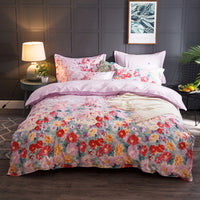 HKM-139923 Idyllic Floral Cotton Bedding Set for 1.2m Bed - Includes Quilt Cover and Pillowcases